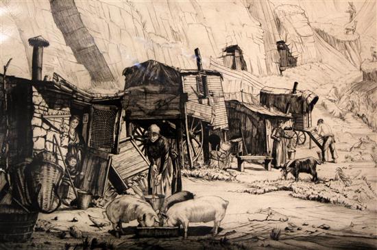 Job Nixon (1891-1938), engravings, The Tables, Dieppe Casino, 1925 and Cave-Dwellers, Dieppe